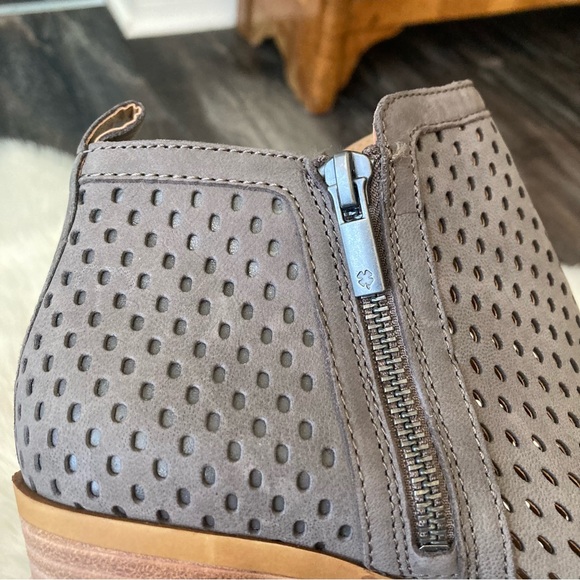 Lucky Brand Ankle Boots Basel Perforated US Size 8 Grey & Brown Heeled Booties - Picture 7 of 11